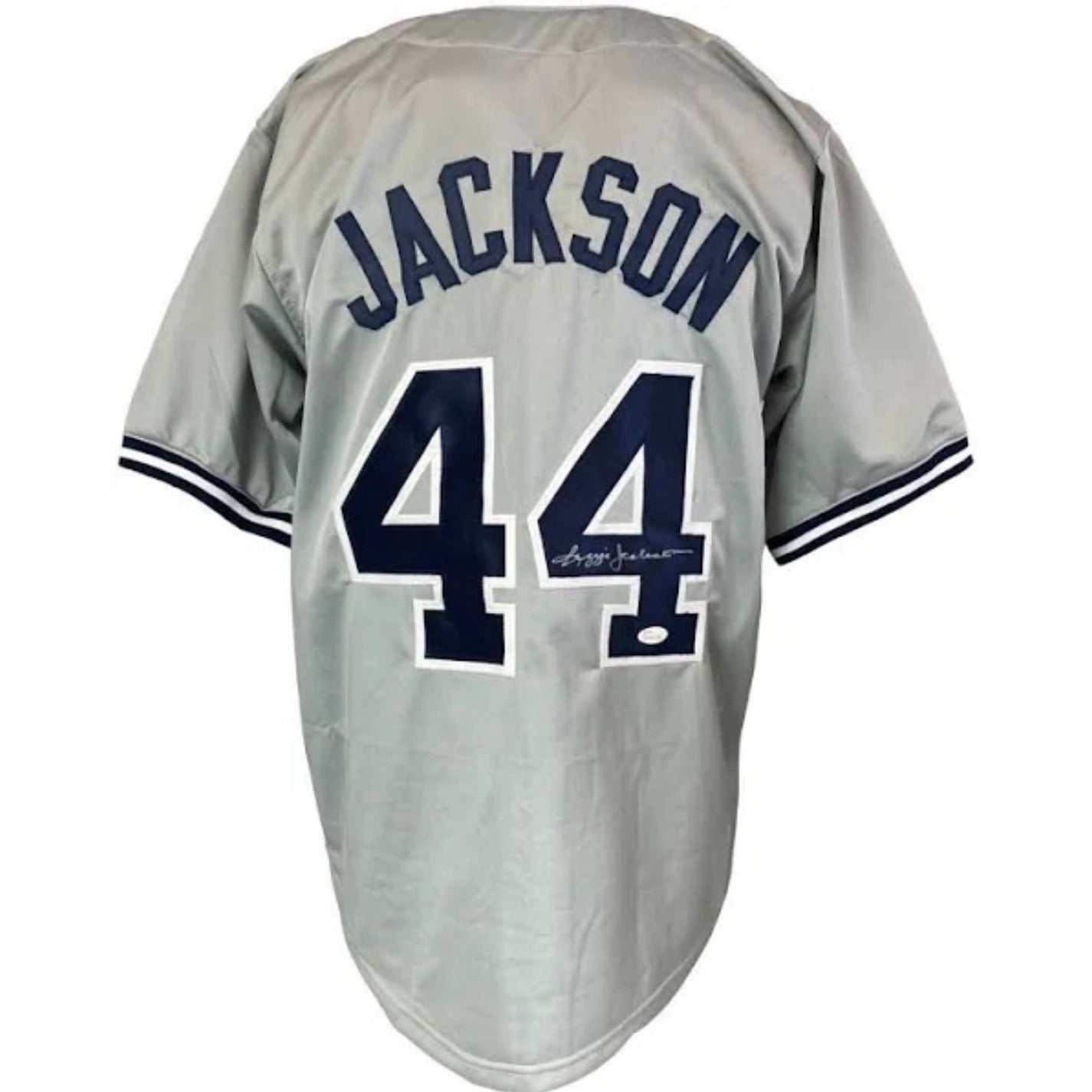 Reggie Jackson signed gray New York Yankees #44 jersey with JSA authentication