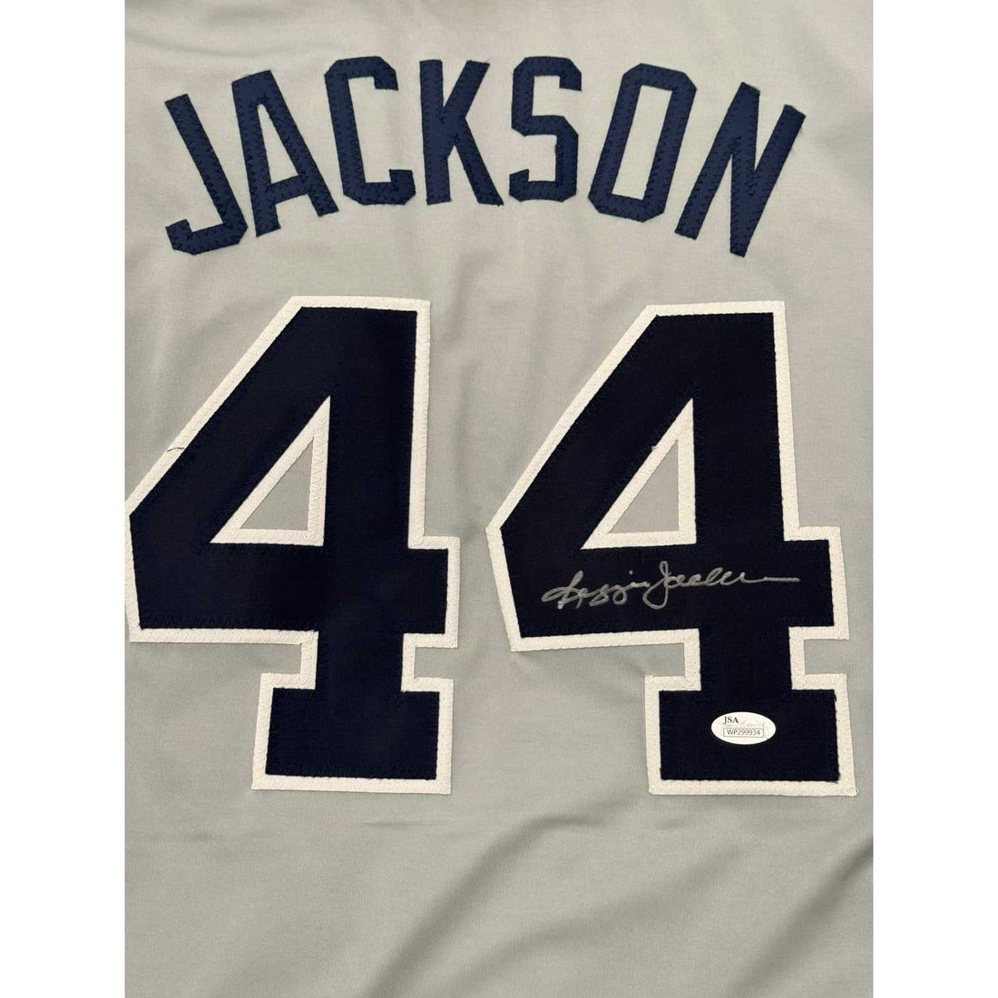 Reggie Jackson signed gray New York Yankees #44 jersey with JSA authentication