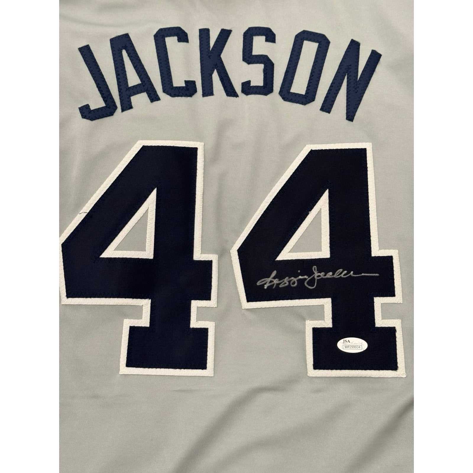Reggie Jackson signed gray New York Yankees #44 jersey with JSA certification