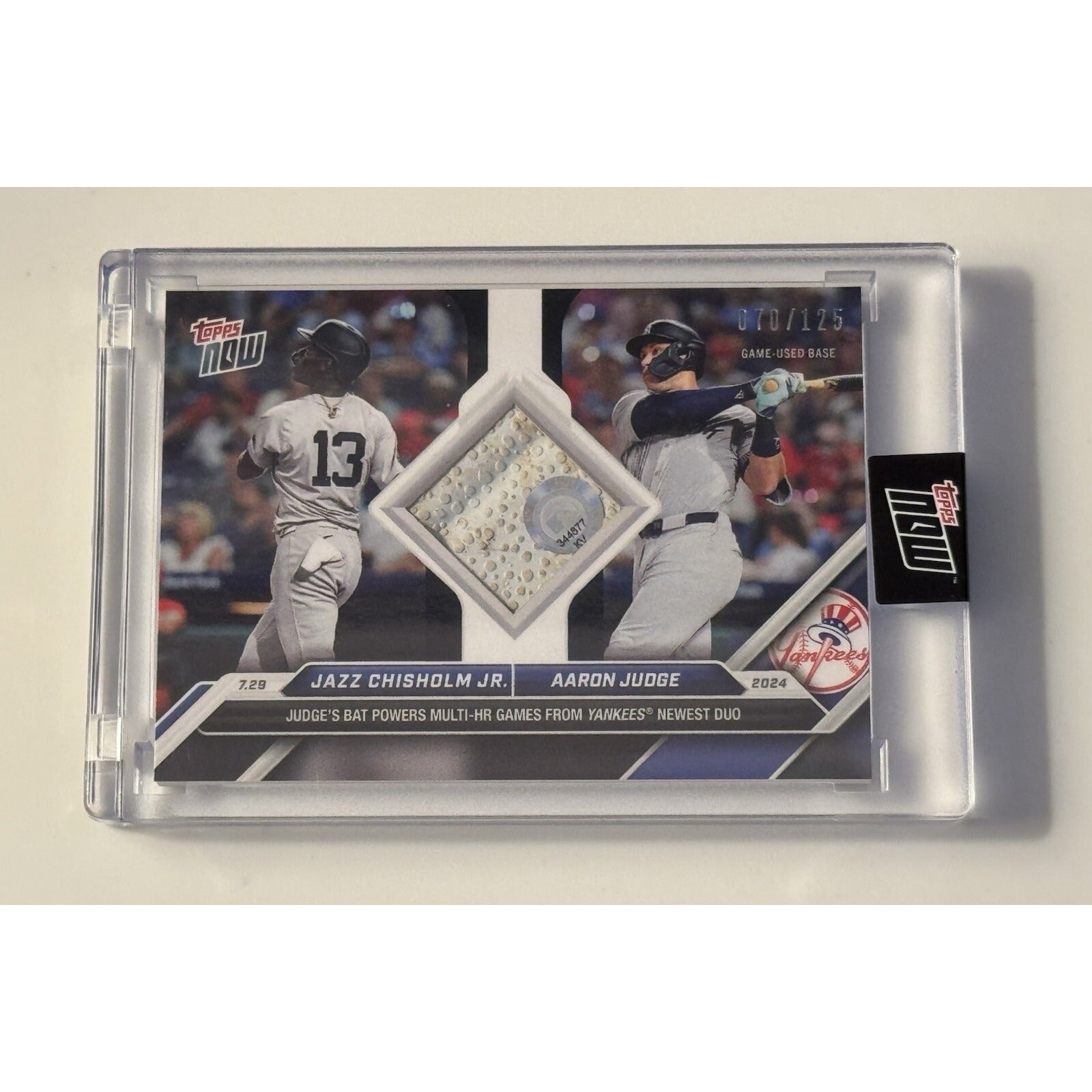 70/125 Aaron Judge Jazz Chisholm Jr 2024 Topps NOW Game Used Base Relic Encased*