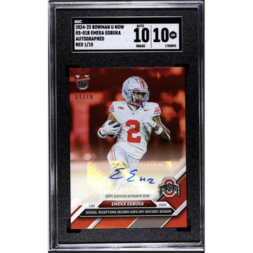 1/10* Emeka Egbuka AUTO RC/1206 PR! 2024-25 Bowman U NOW OS-01C HISTORIC! SGC 10