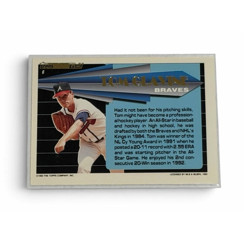 1993 Topps Black Gold Tom Glavine #6 MLB Atlanta Braves HOF Insert Card