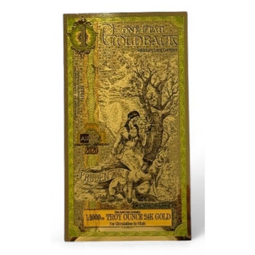 2020 Utah $1 Goldback Note made of 1/1000 oz .9999 Fine Gold Voluntary Currency