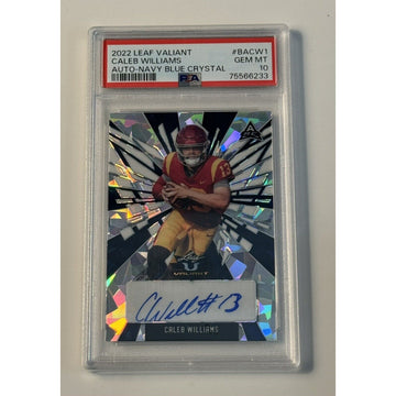 2022 Leaf Valiant 2/15 Caleb Williams RC Navy BLUE Crystal USC/NFL Bears PSA 10