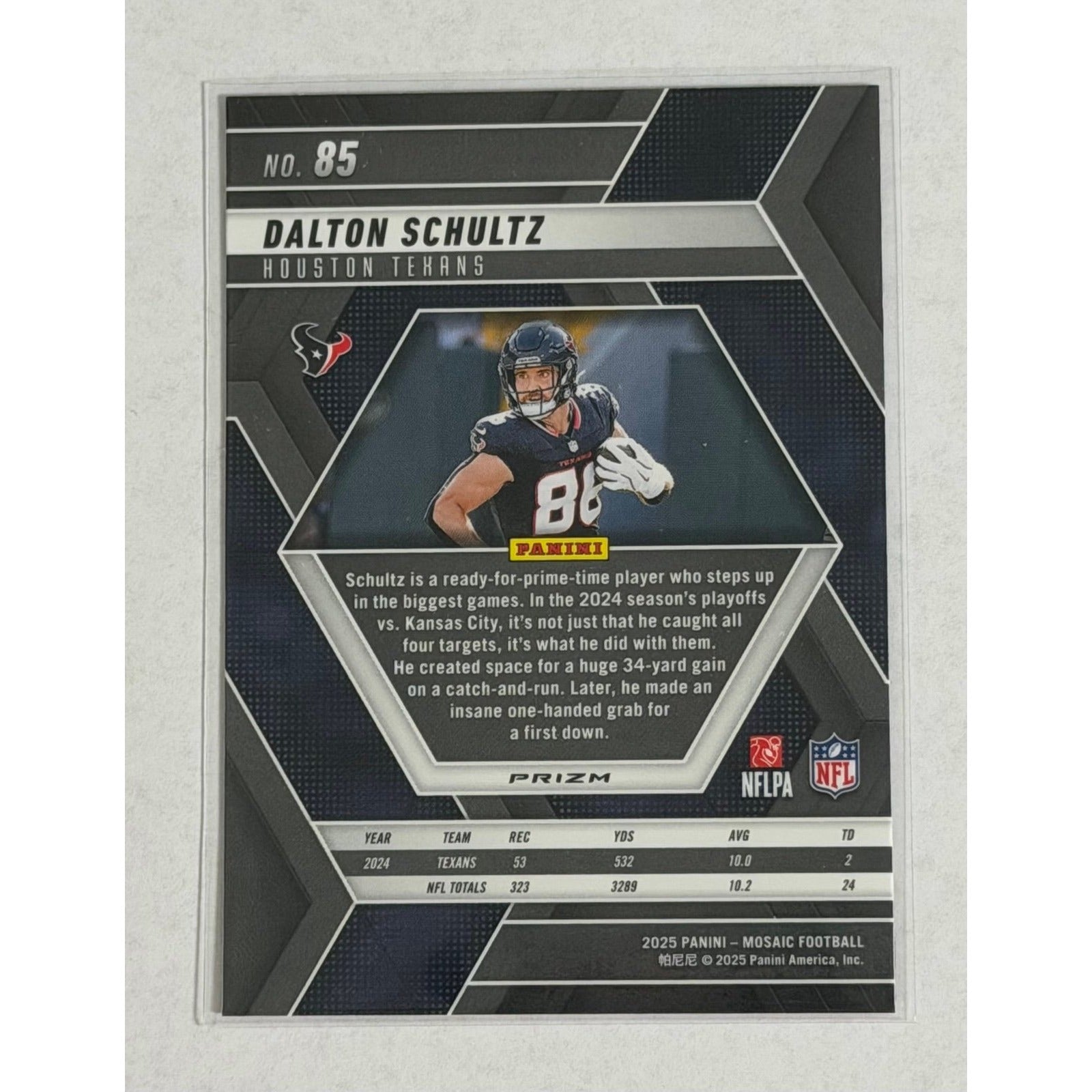Dalton Schultz Panini Dalton Schultz 2025 Panini Mosaic Prizm 85 NFL Houston Texans Football TE