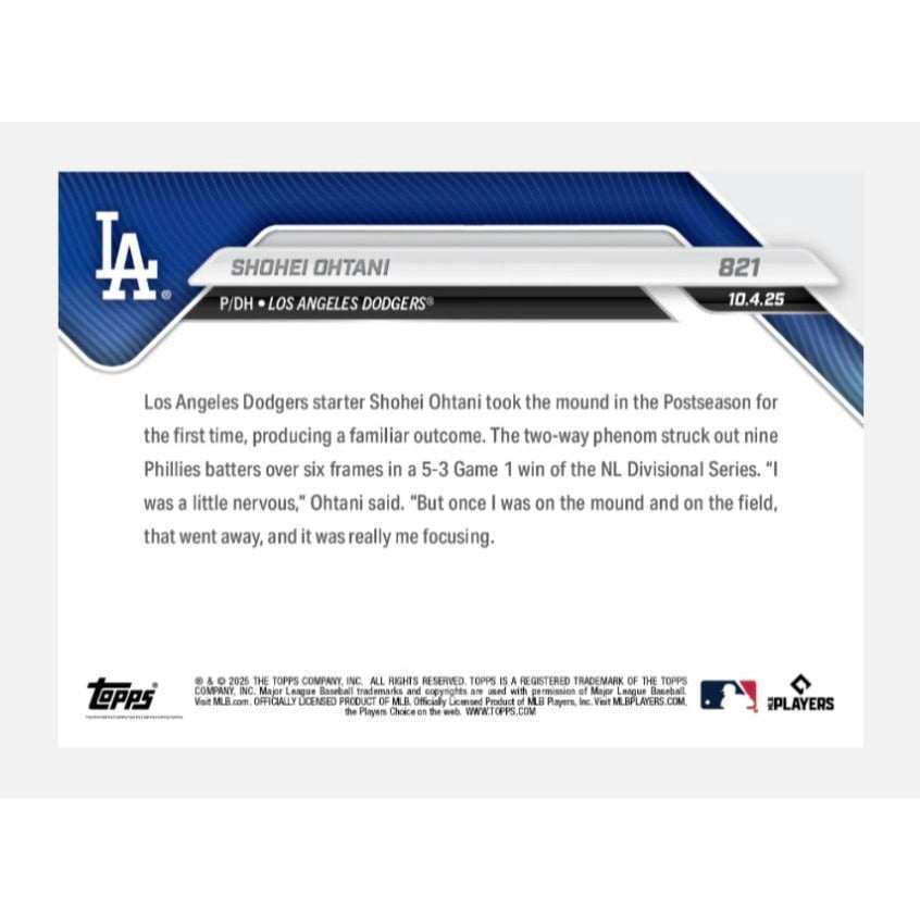 Limited PR Shohei Ohtani 1st Victory 2025 Topps NOW #821 MLB Dodgers Card