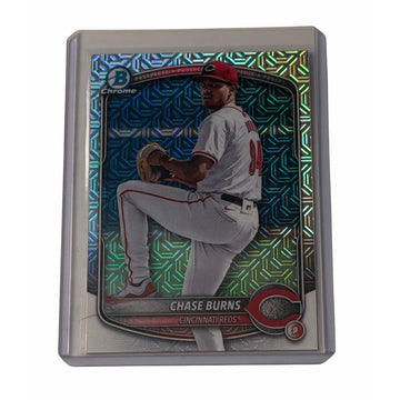 Chase Burns 2025 Bowman Chrome #BCP122 Mojo Refractor Cincinnati Reds Prospect