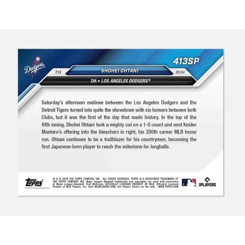 Shohei Ohtani 2024 Topps NOW #413 MLB LA Dodgers 200th HR Milestone