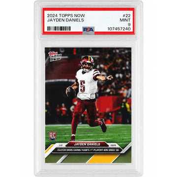 Jayden Daniels Topps NOW Jayden Daniels RC PSA 9 2024 Topps NOW 22 NFL Washington Playoff Victory