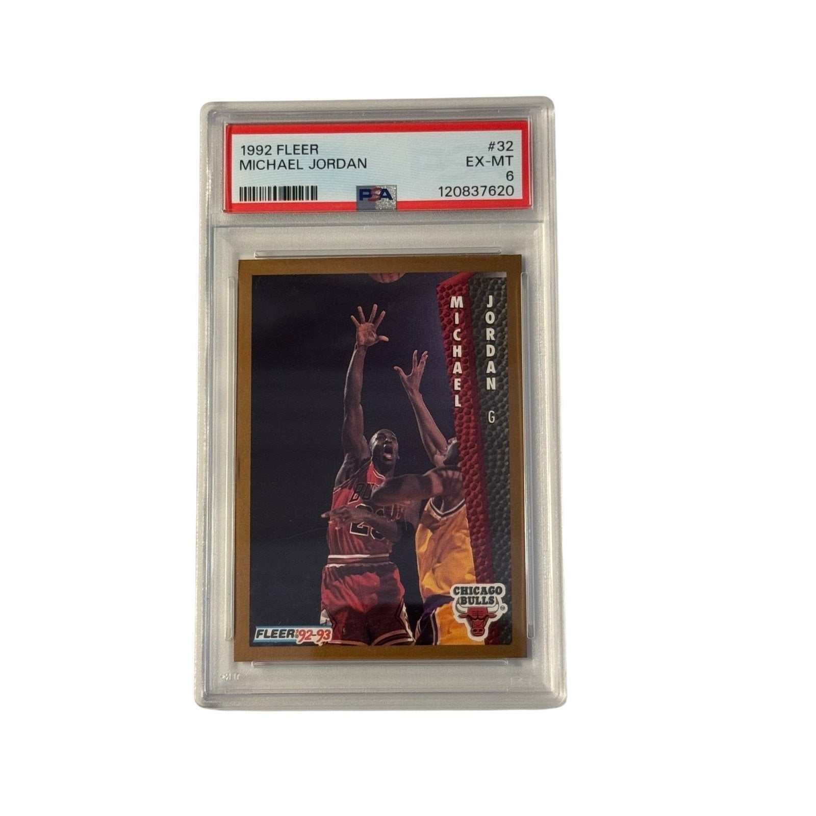 1992 Fleer Michael Jordan basketball card graded PSA 6 EX MT in protective case