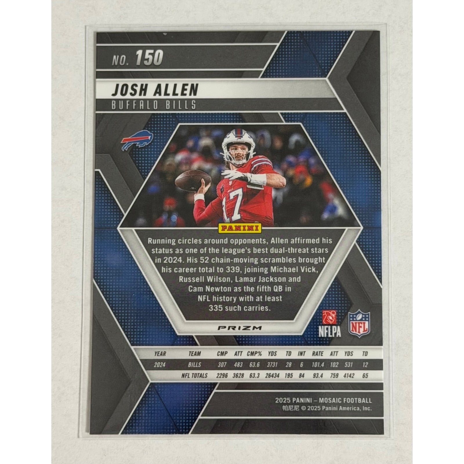 2025 Panini Mosaic Josh Allen 150 2025 Panini Mosaic Josh Allen 150 NFL Buffalo Bills Silver Mosaic Prizm QB