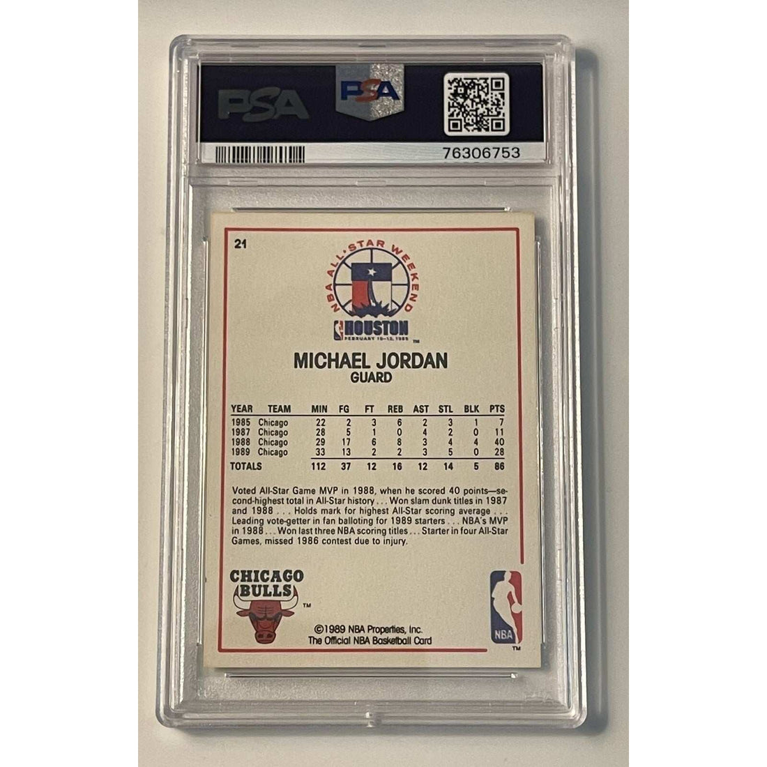 1989-90 NBA Hoops Michael Jordan All-Star #21 PSA 9 MINT basketball trading card