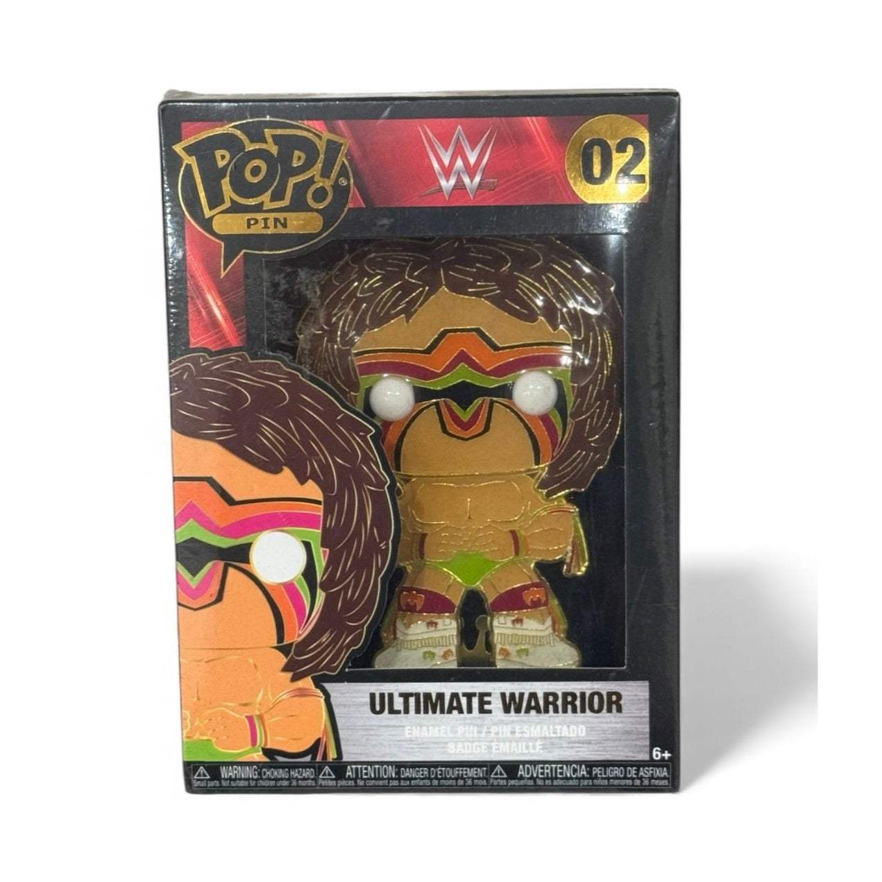 Funko Pop Pin WWE Ultimate Warrior #02 enamel collectible wrestling figure in packaging