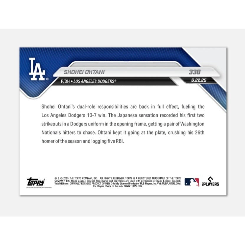 ONLY 8886 Printed Shohei Ohtani 2025 Topps NOW #338 MLB Dodgers First K