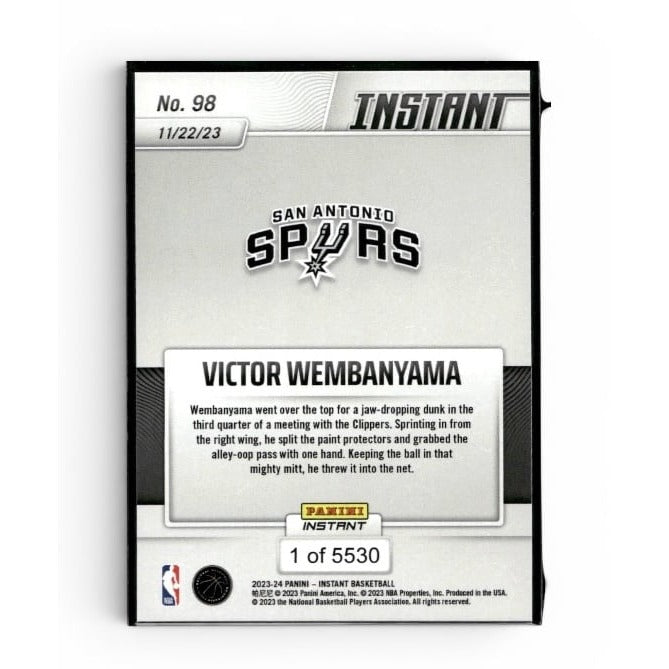 5530 Printed Victor Wembanyama RC 2023-24 Panini Instant #98 Rim-Rocking Slam