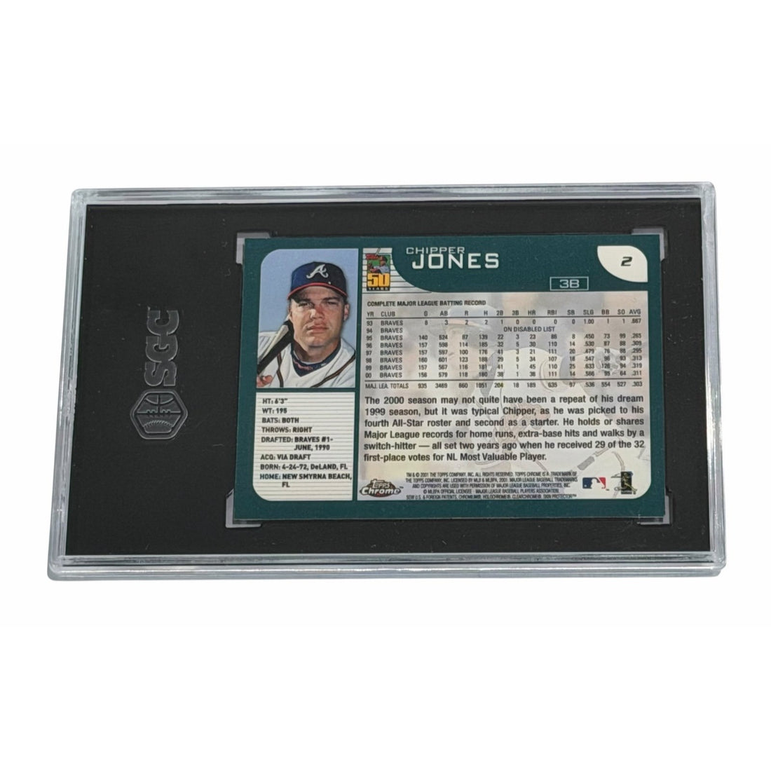 Chipper Jones 2001 Topps Chrome #2 SGC 8.5 MLB Atlanta Braves Hall of Fame Card