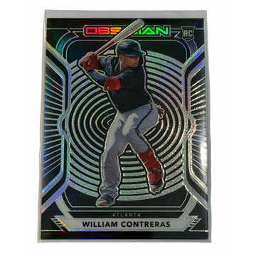 William Contreras RC 2021 Panini Chronicles Obsidian REFRACTOR Card #48 Braves