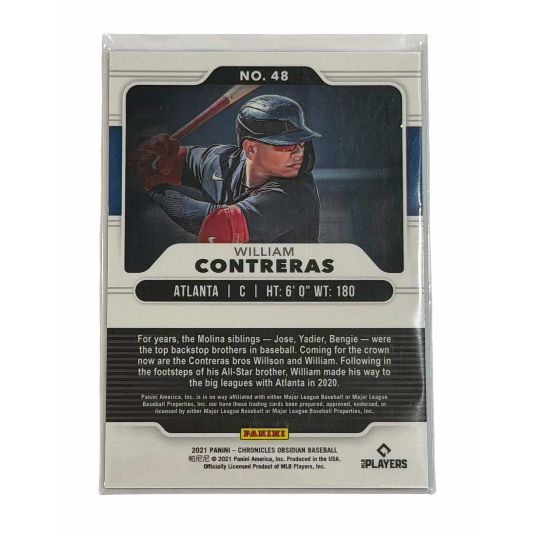 William Contreras RC 2021 Panini Chronicles Obsidian REFRACTOR Card #48 Braves
