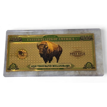 2021 Aurum 1000 Milligrams 1 Gram Pure Gold Buffalo Bison Foil Note Collectible!