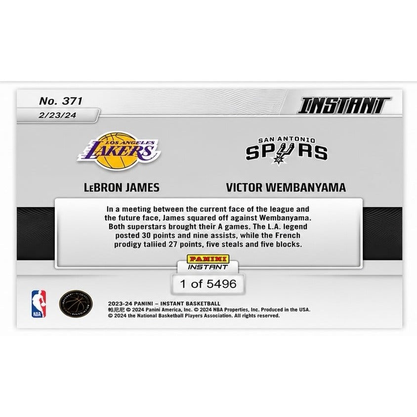 5496 Printed LeBron James Victor Wembanyama 2023-24 Panini Instant #371