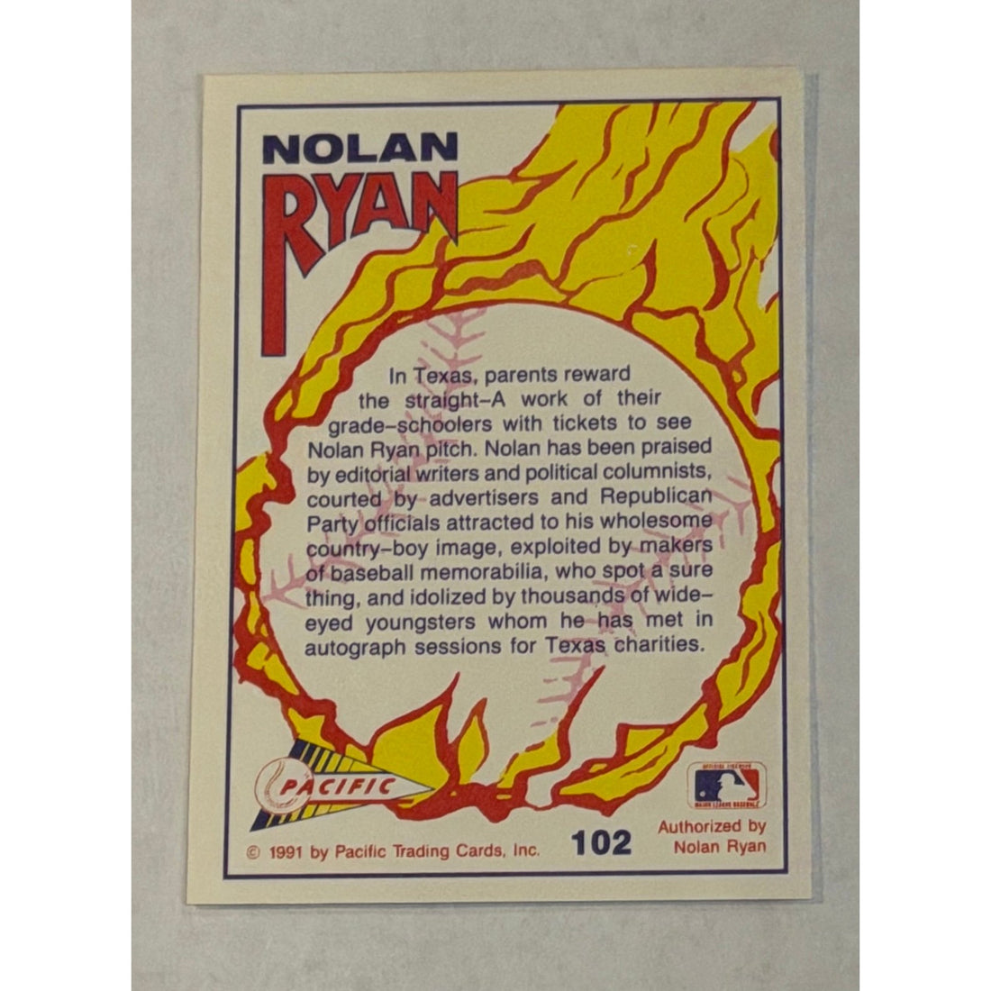 Vintage Nolan Ryan 1991 Pacific 102 Vintage Nolan Ryan 1991 Pacific 102 Watching Nolan Pitch MLB Texas Rangers