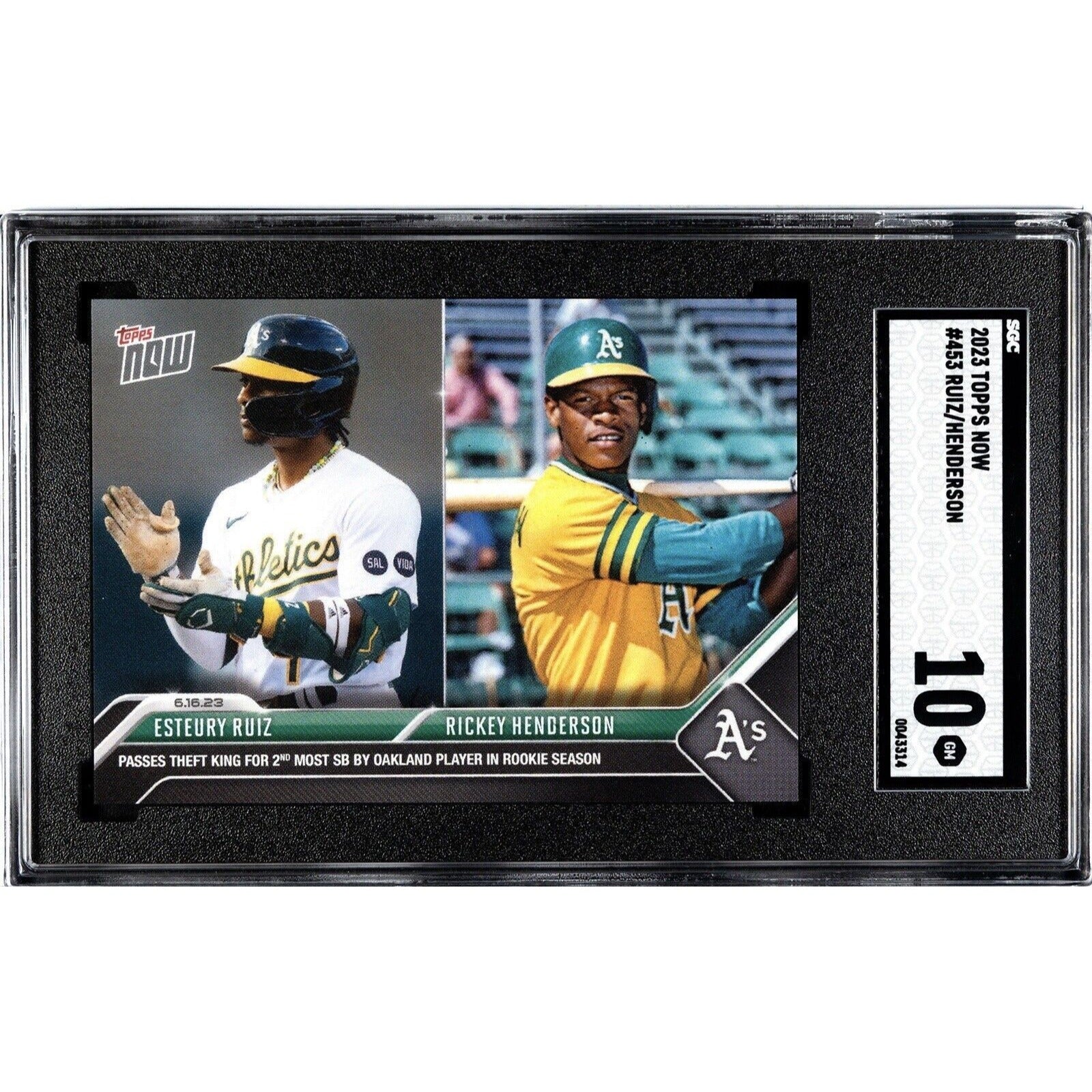 2023 Topps NOW Ruiz & Henderson* Passes Theft King SB Card #453 - MLB A’s SGC 10