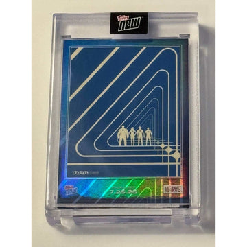 Limited edition Topps Now Marvel Fantastic Four teaser card with silhouette lineup and premium foil finish in protective case