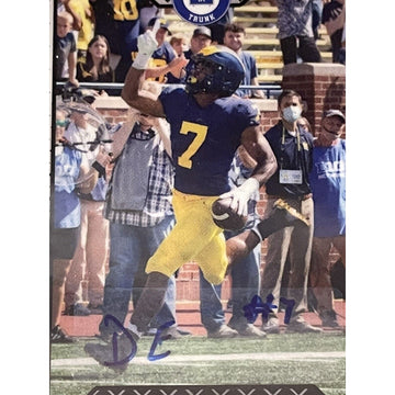 Donovan Edwards 2022 Auto 21/100 The Players Trunk Silver Michigan Wolverines