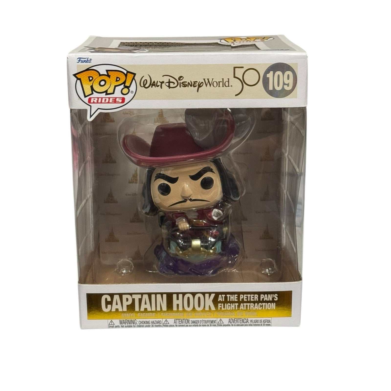 Funko Pop Rides Captain Hook #109 collectible from Walt Disney World 50th Anniversary series in original packaging
