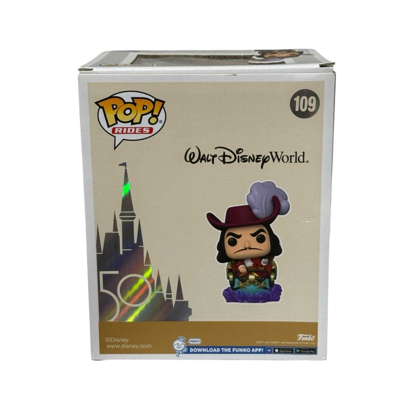 Funko Pop Rides Captain Hook 109 collectible from Walt Disney World 50th Anniversary set with Peter Pan’s Flight vehicle design