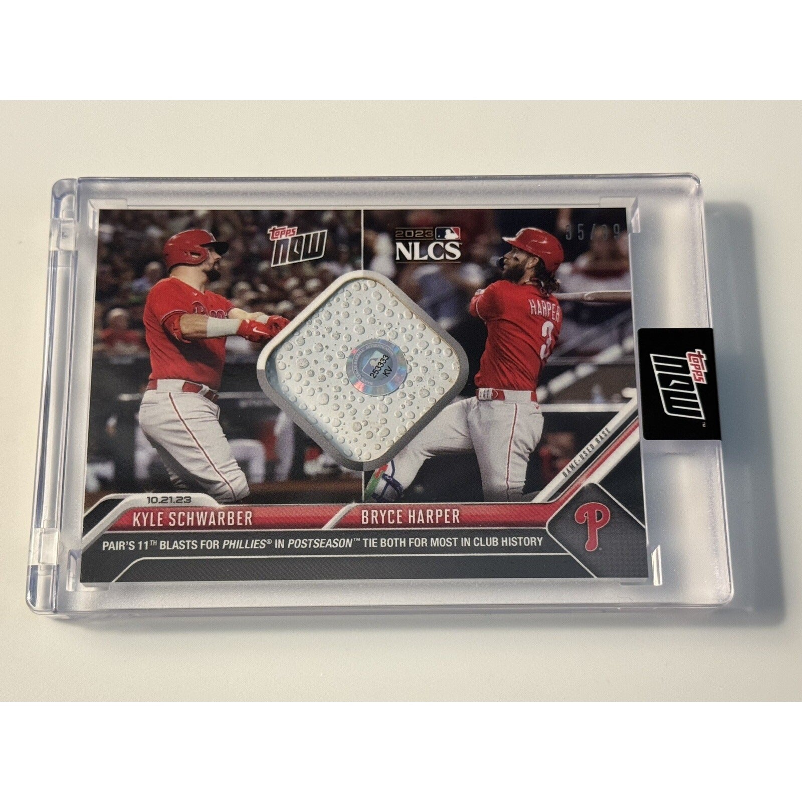 35/99 Game-used Base Relic Kyle Schwarber/Bryce Harper - 2023 Topps Now* IN HAND