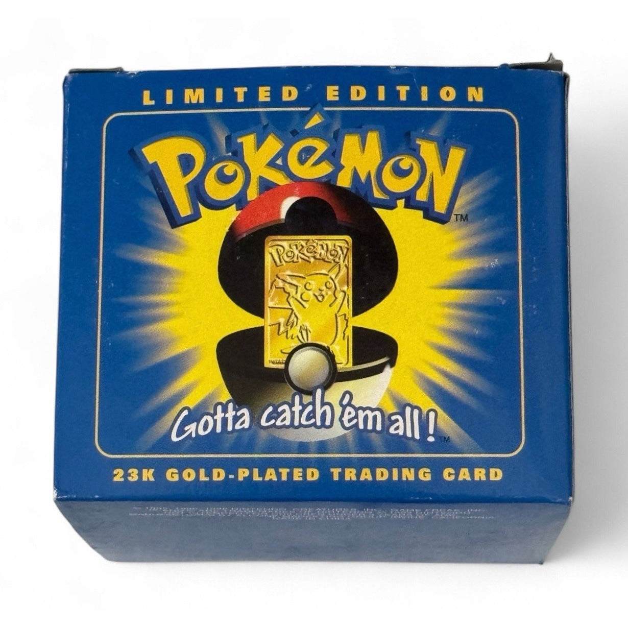 Vintage 1999 Pokémon Pikachu 23K gold-plated trading card sealed Burger King promo box